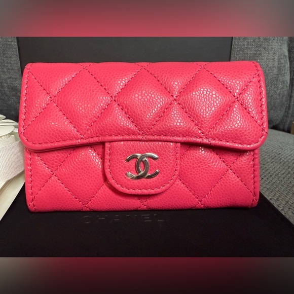 CHANEL CC flap Caviar Card Case CORAL - Picture 3 of 9